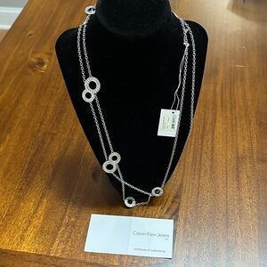Calvin Klein Silver Necklace with Circular Details
